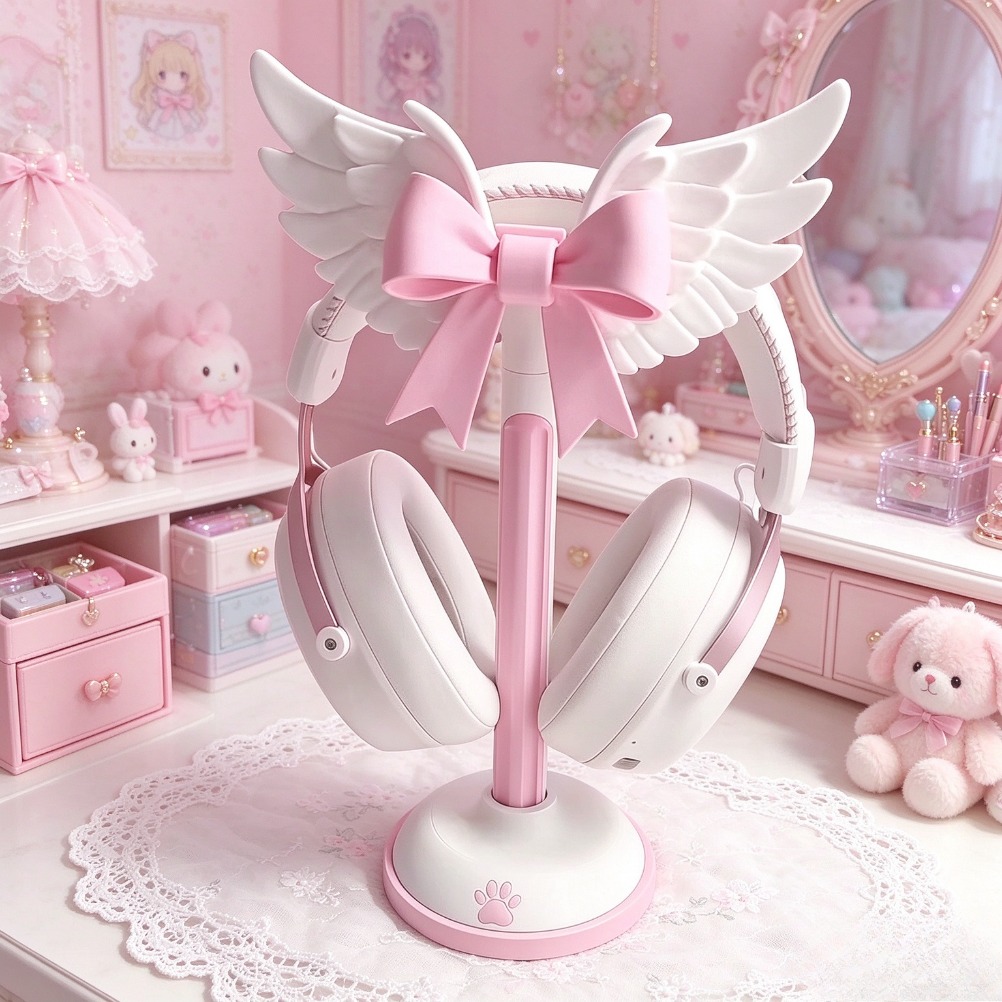 天使の羽根モチーフのヘッドセットスタンド。かわいい女の子向け - Accessories For Your Gaming Room のレビューと価格