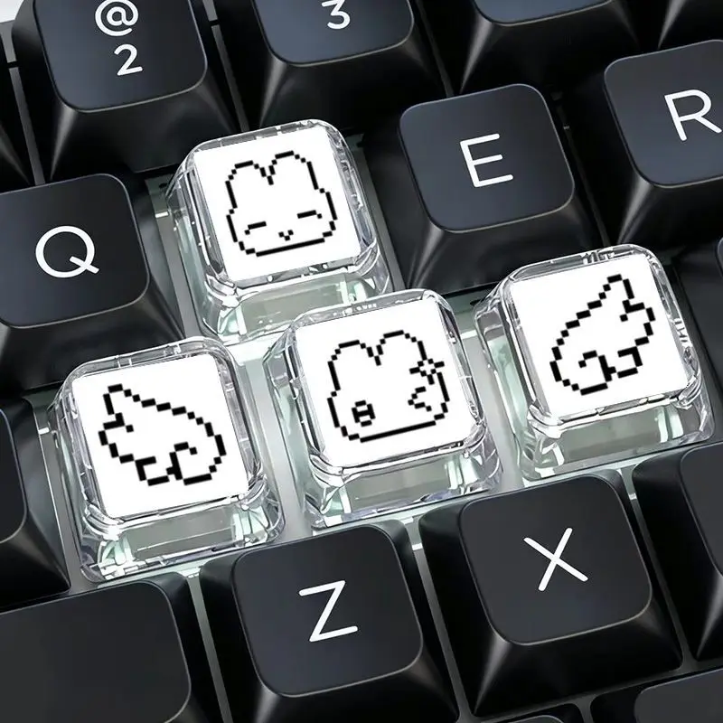 メカニカルキーボード用、かわいいピクセルウサギの表情が描かれ - Gaming Accessories Aesthetic のレビューと価格