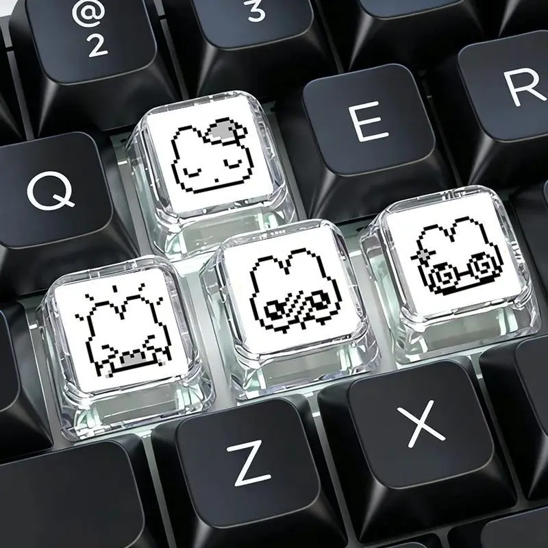 メカニカルキーボード用、かわいいピクセルウサギの表情が描かれ - Gaming Accessories Aesthetic のレビューと価格